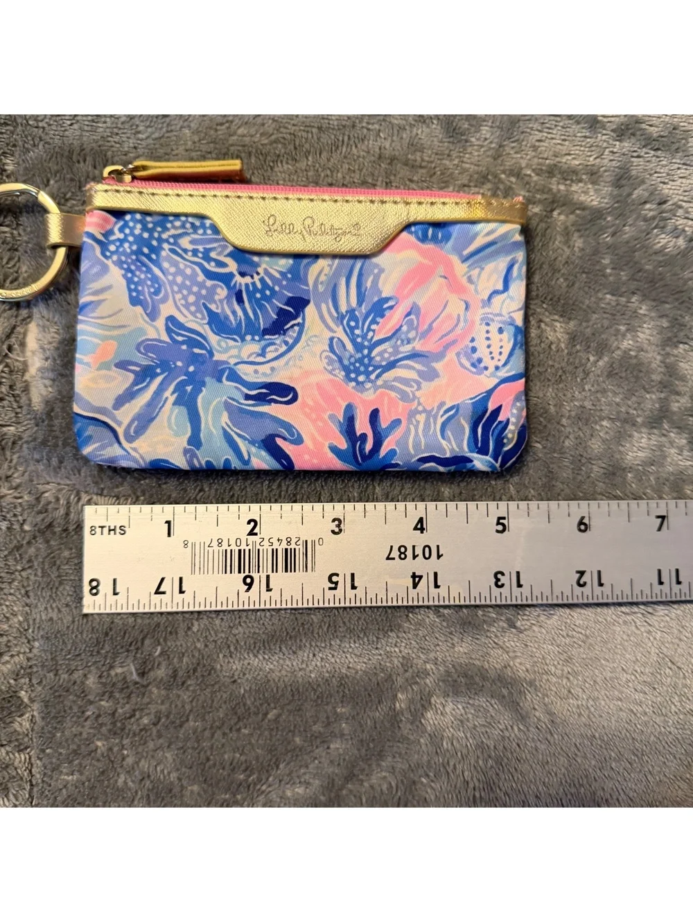 Lilly Pulitzer Keychain Card Holder Wallet Blue Pink Floral